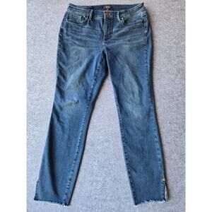 NYDJ Jeans Women's AMI Skinny Size 8 Medium Blue Wash Raw Hem Mid-Rise